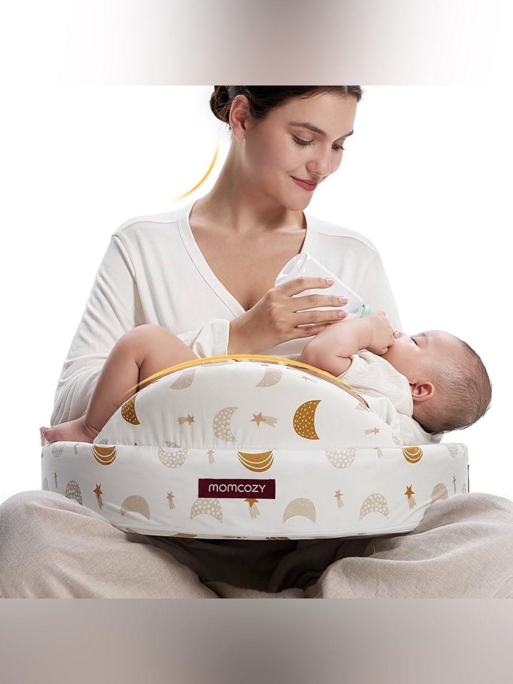 momcozy Moon & Stars Nursing Pillow - Cream/Gold, new!